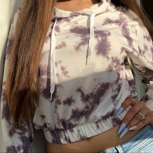 Cropped Tie Dye Hoodie - Picture 1 of 3